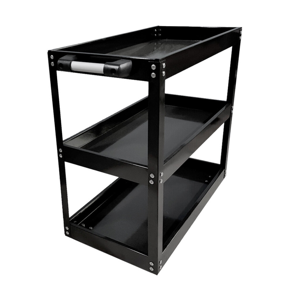 (Black) 3 Tier Workshop Cart Heavy Duty Cart With Wheels