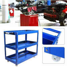 (Blue) 3 Tier Workshop Cart Heavy Duty Cart With Wheels