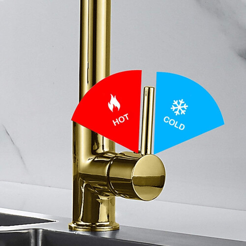 (Dold) Kitchen Faucet With Dual Nozzle Pull Down Sprayer Contemporary Single Handle Kitchen Sink Faucet Solid Brass Spring Kitchen Faucet 2