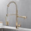 (Dold) Kitchen Faucet With Dual Nozzle Pull Down Sprayer Contemporary Single Handle Kitchen Sink Faucet Solid Brass Spring Kitchen Faucet 2