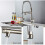 (Dold) Kitchen Faucet With Dual Nozzle Pull Down Sprayer Contemporary Single Handle Kitchen Sink Faucet Solid Brass Spring Kitchen Faucet 9