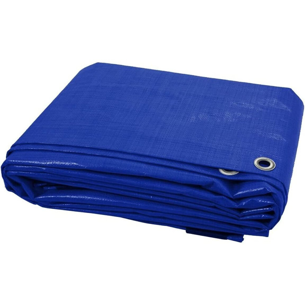 (2 x 2 m, Blue 55 GSM) Heavy-Duty Tarpaulin Waterproof Furniture Caravan Cover Camping Ground Sheet Multipurpose