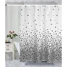 VIROSA Mosaic Grey Shower Curtain Anti Mould, Mildew Resistant | Size 180x180 cm (71 x 71 Inch) | Water Repellant Fabric | 100% Polyster (Mosaic Grey)