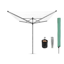 Brabantia - Lift-O-Matic - 50 Metres of Clothes Line - Adjustable in Height - UV-Resistant & Non-Slip Lining - Umbrella System - with Ground Spike 45