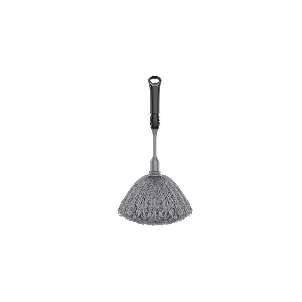 MR.SIGA Microfiber Delicate Duster, Comfortable Non slip Handle, Detachable Washable Duster Head, Grey & Black