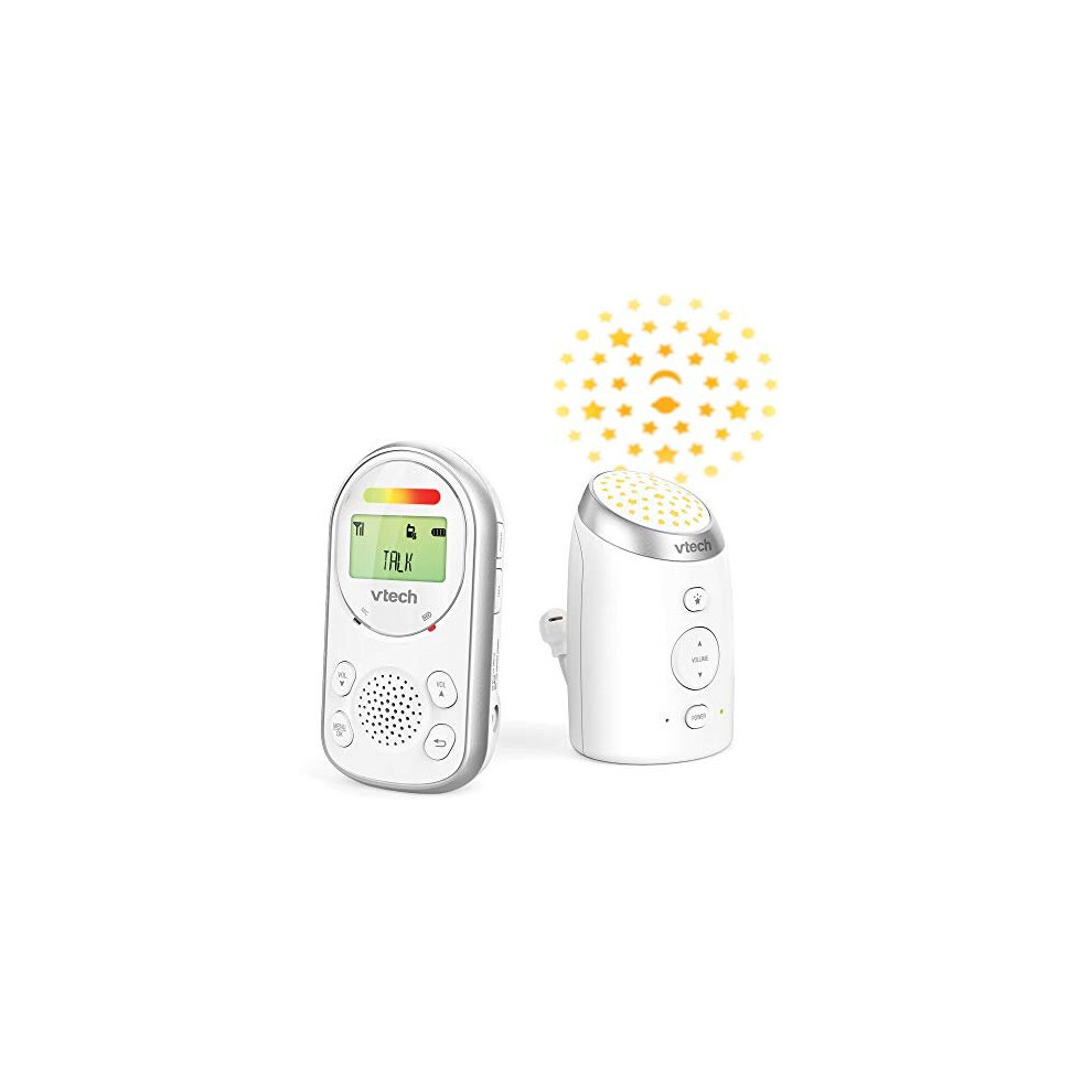 VTech AM706-1W Audio Baby Monitor with 1,000ft Long Range, 2-Way Audio Talk, Vibrating Alert and Glow-on-Ceiling Night Light