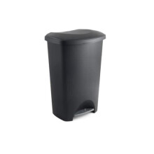 Bins For Kitchen 50L Bin - Black Kitchen Bin Plastic Utility Bin With Silver Pedal - Black Bin For Kitchen - Addis Bin Kitchen Bins For Large Families