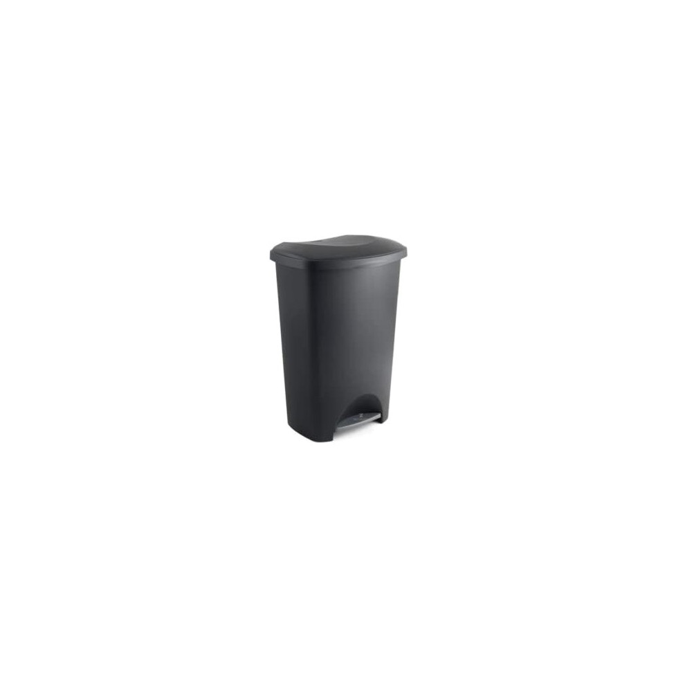 Bins For Kitchen 50L Bin - Black Kitchen Bin Plastic Utility Bin With Silver Pedal - Black Bin For Kitchen - Addis Bin Kitchen Bins For Large Families