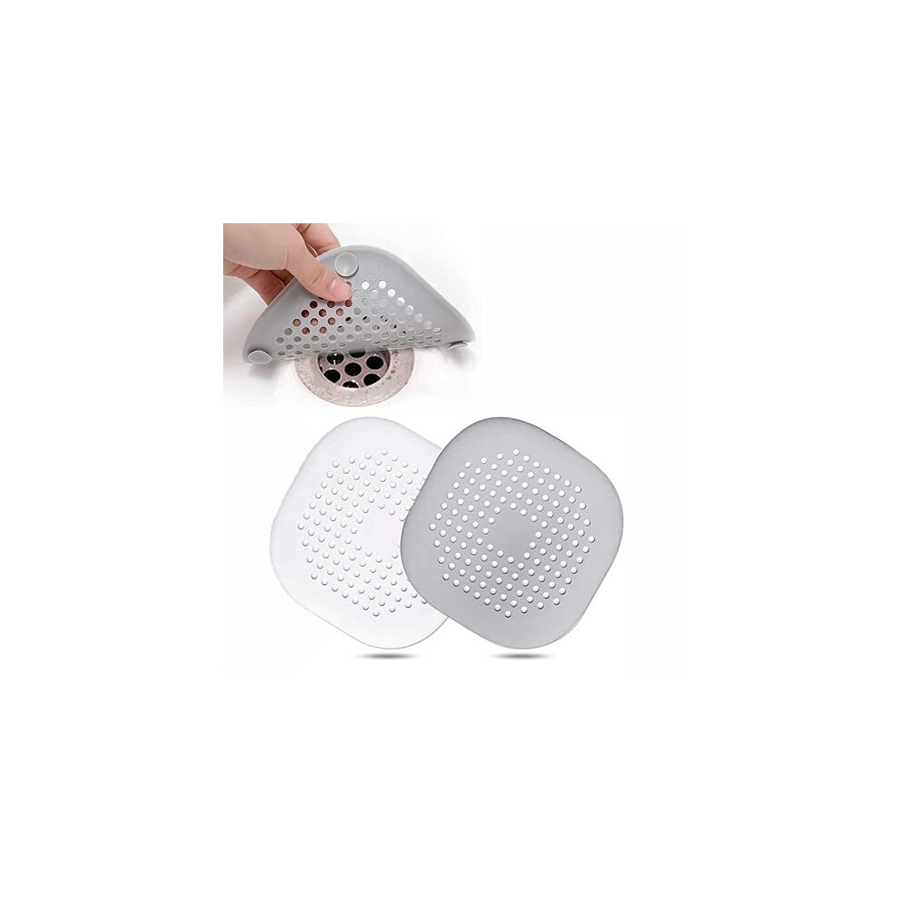 2 Pcs Silicone Drain Protector with Sucker, Sink Strainer Protector, Shower Drain Covers Hair Catcher, Strainer Plug Trap Filter for Bathroom,