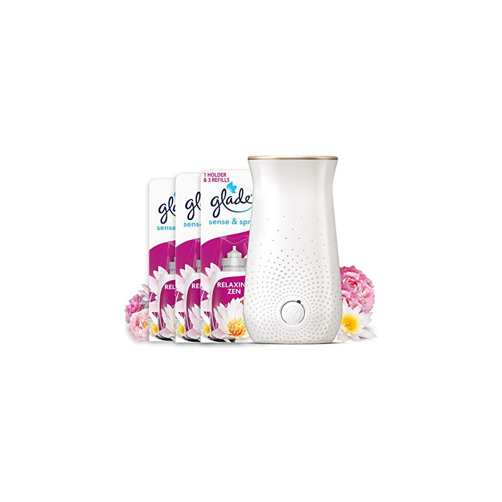 Glade Sense & Spray Air Freshener Diffuser & 3 Refills, Automatic Spray for Home, Relaxing Zen