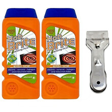Hob Brite Genuine Oven Cooker Ceramic Cream Cleaner 300ml & Scraper Kit (2 Cream Cleaners, 1 Scraper)