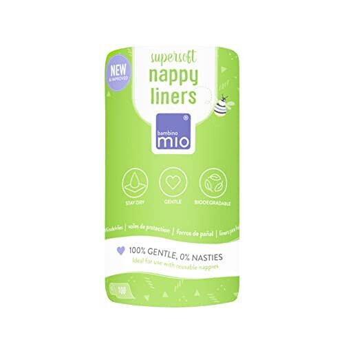 Bambino Mio, Supersoft Nappy Liners, Biodegradable, 100 Liners 1