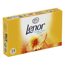34 Lenor Tumble Dryer Sheets Laundry Fragrance Freshener Softener - Summer Breeze - citystores
