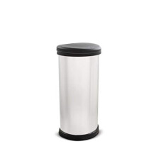 Curver Deco One Touch Metal-Effect Bin, 40L, Silver – 244/7386 – Fingerprint-Resistant Resin