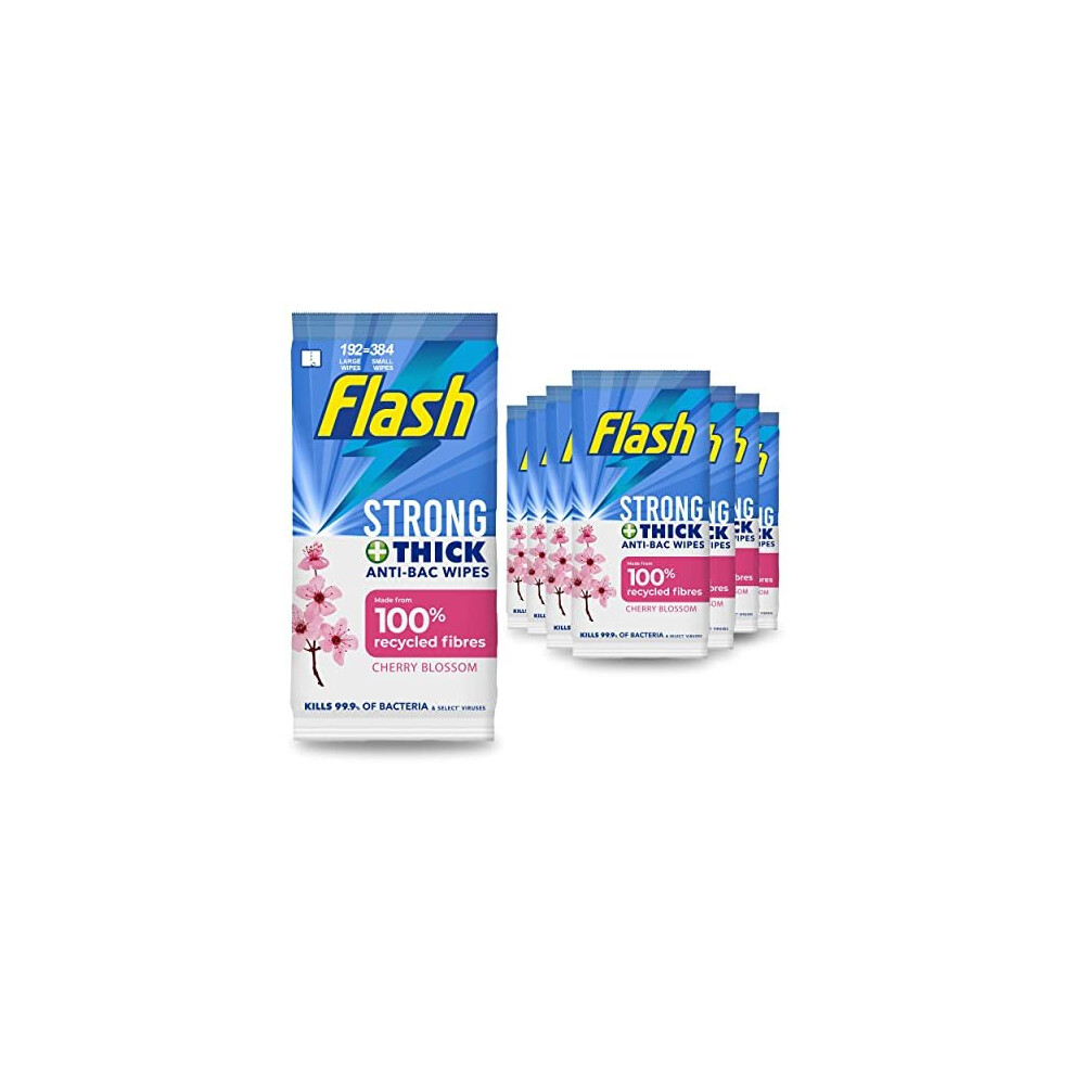 Flash Antibacterial Cleaning Wipes, 192 Extra Large Wipes (24 x 8), Blossom & Breeze