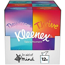 Kleenex Take a Moment Collection Tissues - 12 Cube Tissue Boxes - In Aid of Mind - Contains 4 Different Designs