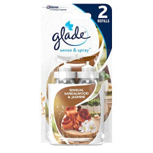 Glade Sense & Spray Air Freshener, Motion Activated Automatic Odour Eliminator for Home, 18 ml Refill, Sandalwood & Jasmine, 2 Refills