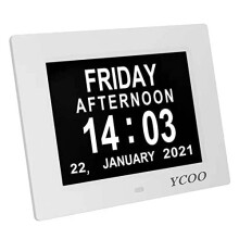 Dementia Clocks 7 Inches Calendar Clocks Day Date Clock Digital Clock with Large Clear Digits Display, Alarm Clock With HD Digital Photo Frame (7