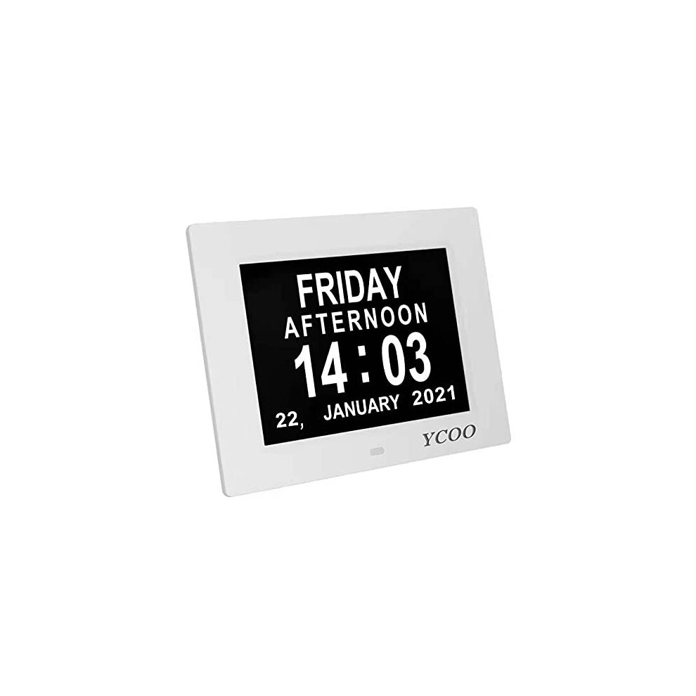 Ycoo Dementia Clocks 7 Inches Calendar Clocks Day Date Clock Digital Clock With Large Clear Digits Display, Alarm Clock With Hd Digital Photo Frame (7