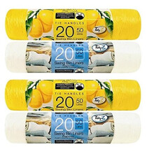 Tidyz 2 (80 Liners) X Strong Tie Handles 50 Litres Fragranced Swing Bin Liners Drawstring Refuse Sacks Bags - 20 Citrus Lemon & 20 Fresh Linen Summer