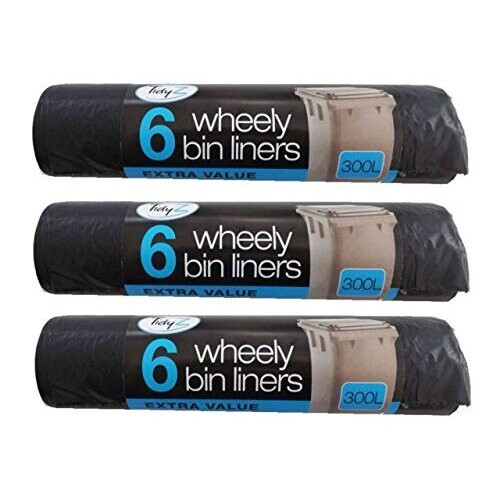 3 X Tidyz 6 Wheelie Bin Extra Large Liners 300L Black Dustbin Rubbish