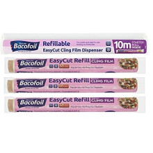 Bacofoil Easycut Cling Film Dispenser with 10m Refiil + 3 x Refill Packs 60m X 350mm