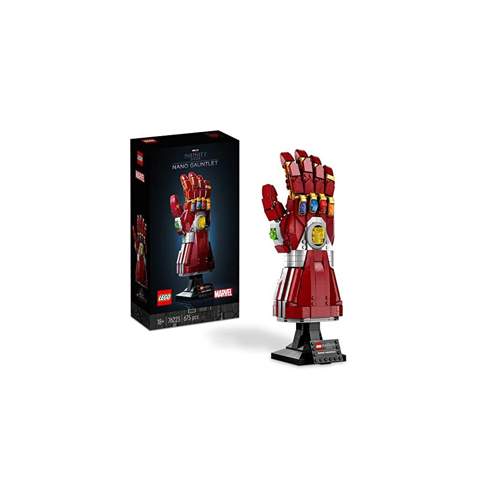 LEGO 76223 Marvel Nano Gauntlet, Iron Man Model with Infinity Stones, Avengers: Endgame Film Set, Collectable, Memorabilia Gift Idea for Adults