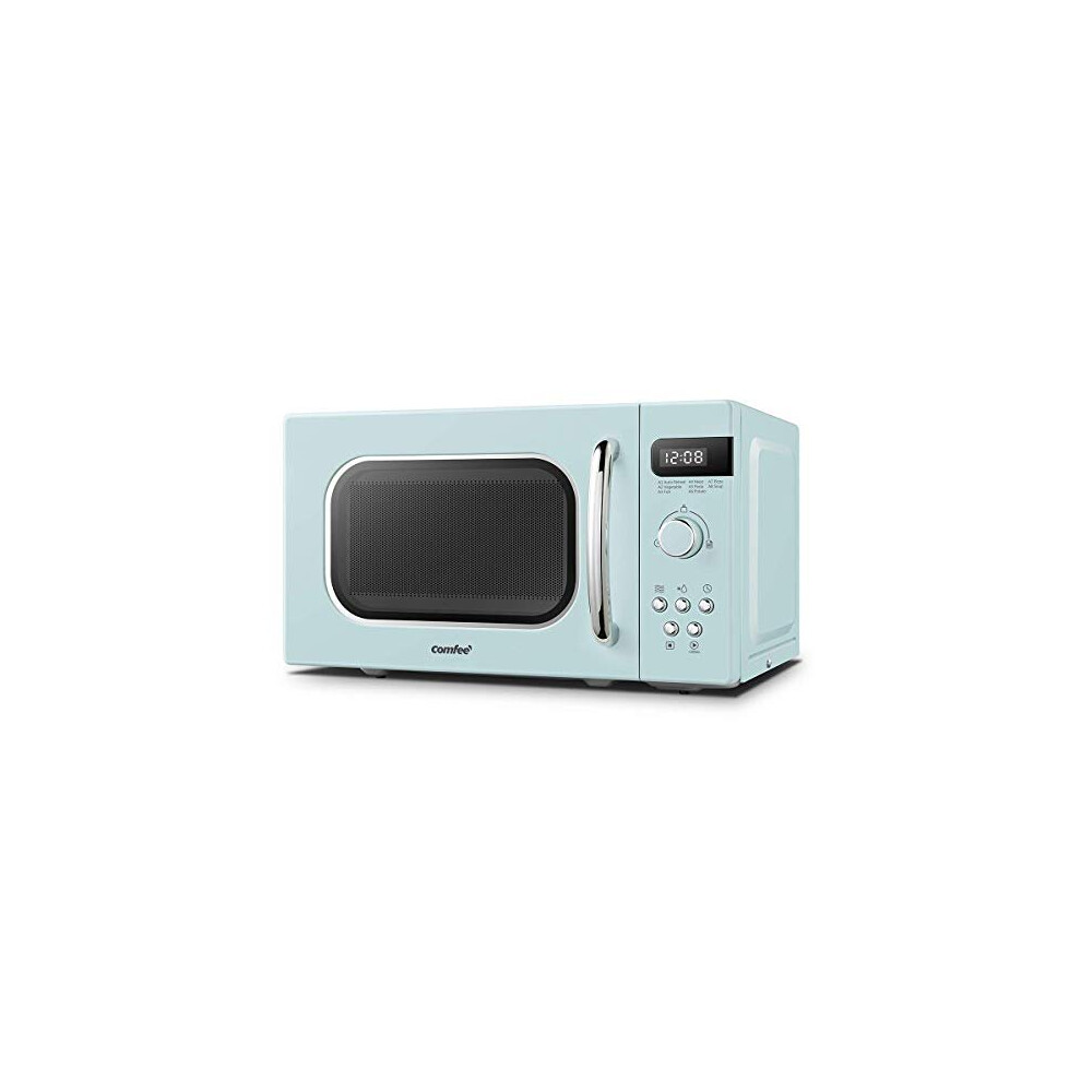 COMFEE' Retro Style 800w 20L Microwave Oven with 8 Auto Menus, 5 Cooking Power Levels, and Express Cook Button - Mint Green -CM-M202RAF(GN)