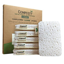 Composty | 'Loofah' Eco Scourer Sponges | 6 Pack | Kitchen & Washing Up | Compostable & Sustainable | Plastic-Free | 100% Natural | Long-Lasting |