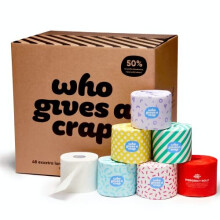 Who Gives A Crap â Eco-Friendly Recycled Toilet Paper | Box of 48 Rolls (3-Ply, 400 Sheets) | Soft, Strong, Sustainable, Biodegradable, Plastic-Free