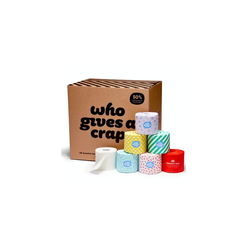 Who Gives A Crap â Eco-Friendly Recycled Toilet Paper | Box of 48 Rolls (3-Ply, 400 Sheets) | Soft, Strong, Sustainable, Biodegradable, Plastic-Free