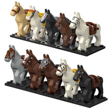 TopBrixx Custom War Horse Set - 10 Pcs, LEGO-Compatible Mini Horse Figures for Minifigures