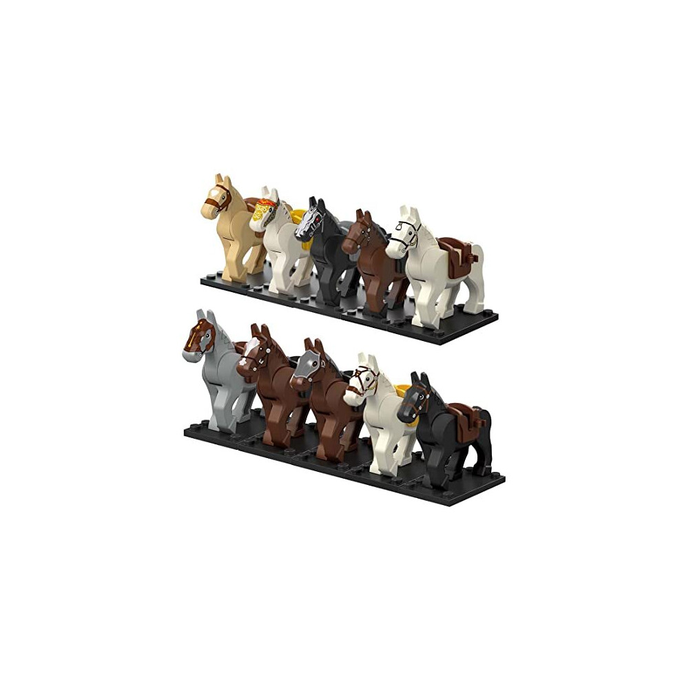 TopBrixx Custom War Horse Set, 10 Pcs Custom Horse Set for Minifigures, Figure Horse Compatible with Lego