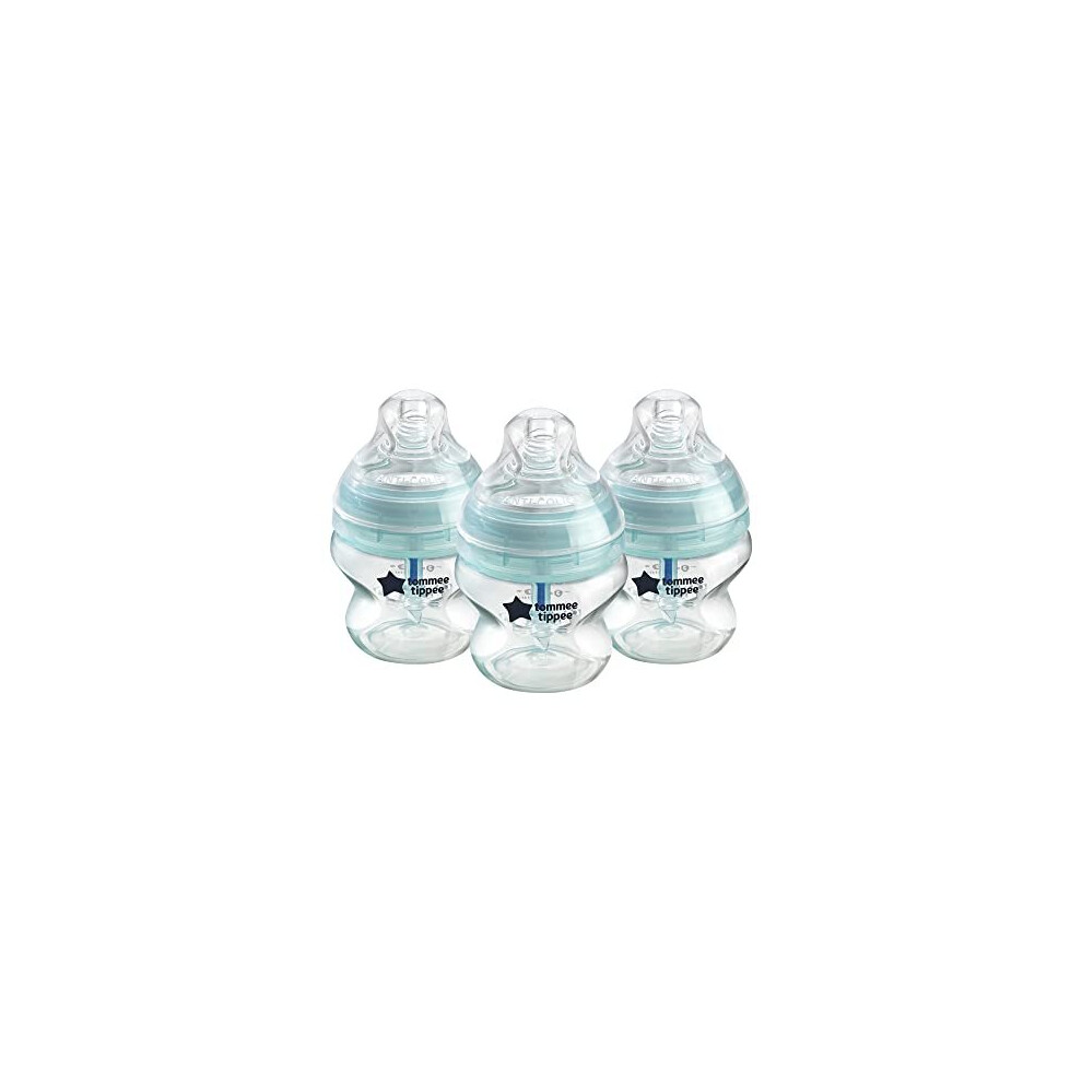Tommee Tippee Anti-Colic Baby Bottles, Slow-Flow Breast-Like Teat And Unique Anti-Colic Venting System, 150Ml, Pack Of 3