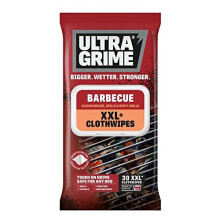 UltraGrime BBQ Cleaning Wet Wipes - Big Size Disposable Grill Wipes - Tougher Multi-Purpose Heavy-Duty Textured Barbecue Scrubbing Cloths (30 Thick