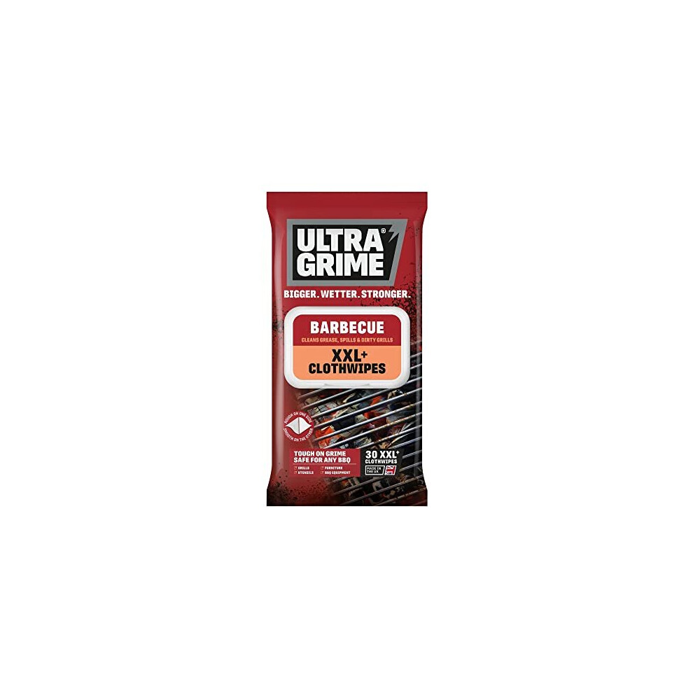 UltraGrime BBQ Cleaning Wet Wipes - Big Size Disposable Grill Wipes - Tougher Multi-Purpose Heavy-Duty Textured Barbecue Scrubbing Cloths (30 Thick