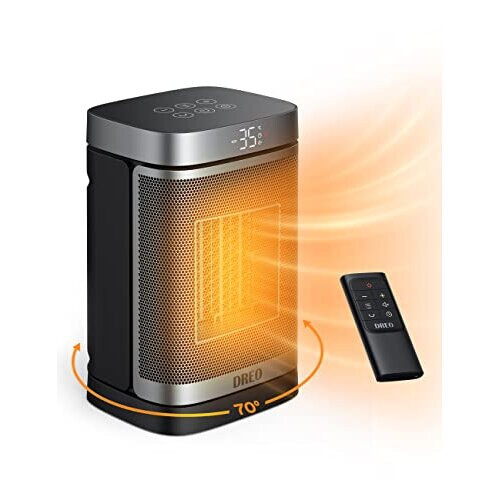 Dreo Space Heater Atom One, 3-Mode 3-Speed 70Â Oscillating Electric PTC Ceramic Heater with Thermostat, 1-12H Timer, Remote Control, Overheating &