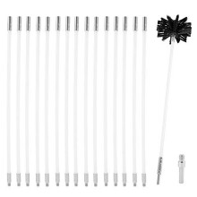 17Pcs Chimney Cleaning Brush Kit Chimney Sweep Sweeping Drain Set Pipeline Flue Cleaning Tool for Duct Vent Includes Flexible 15 Rods + 1 Brush Head +