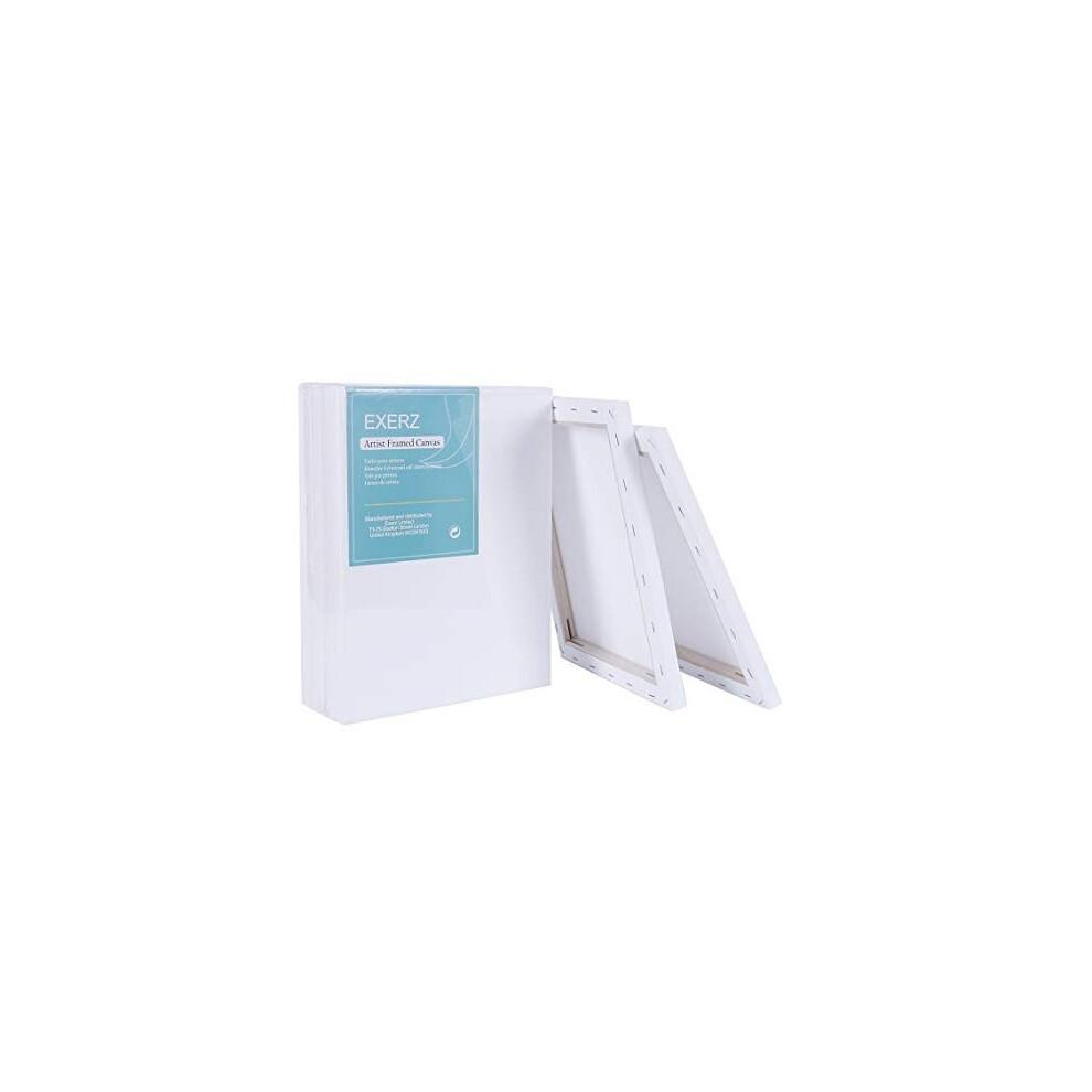 Exerz 24x30cm Framed Canvas 5pk - 1.7cm Pre-Stretched Canvas Artist Blank/280GSM 100% Cotton/Triple Primed/Acid Free/Medium Grain/Professional Acrylic