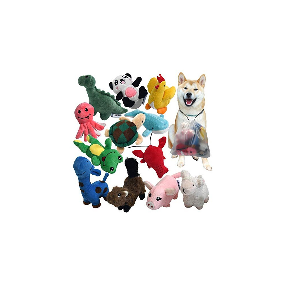 Squeaky Plush Dog Toy Pack for Puppy, Small Stuffed Puppy Chew Toys 12 Dog Toys Bulk with Squeakers, Cute Soft Pet Toy for Small Medium Size Dogs