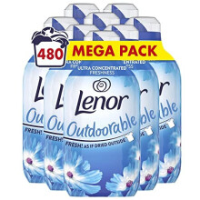 Lenor Outdoorable Fabric Conditioner, 480 Washes, 6.72 L (840 ml x 8), Spring Awakening, Ultra Concentrated, Outside Freshness Even When Drying Inside