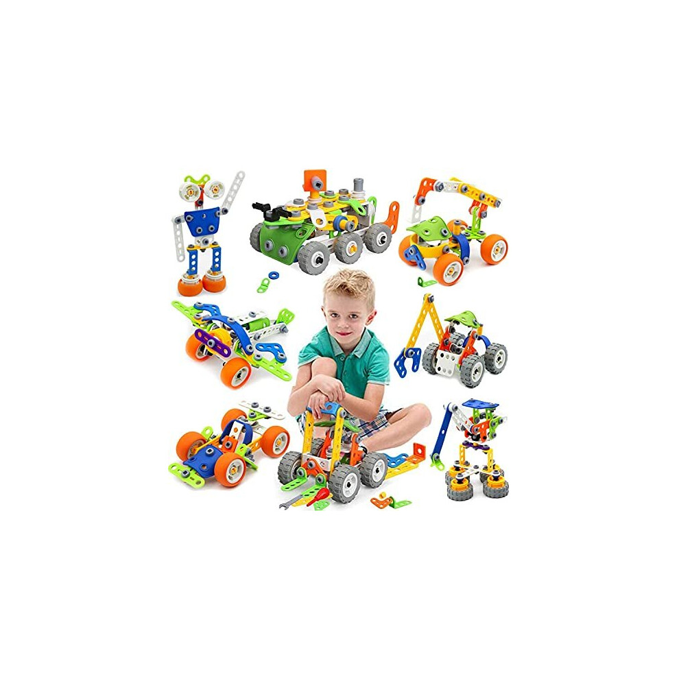 MOONTOY Building Toys 11 in 1 STEM Toys Age 5 173 Pcs Building Blocks Kit for Kids, Educational Construction Toys Creative Learning Set for Boys and