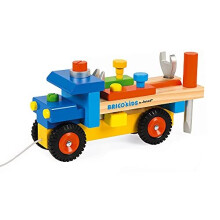 Janod - Brico'Kids Diy Truck - 2-In-1 Early Learning Pull-Along Toy - 3 Tools Included - Motor Skills Training - from 2 Years Old, J05022