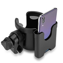 Stroller Cup Holder,Suranew Universal Pushchair/Pram Cup Holder,Baby Bottle Organizer for Stroller,Drink and Coffee Cup Holder with Phone Storage