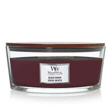 Woodwick Ellipse Scented Candle with Crackling Wick | Black Cherry | Up to 50 Hours Burn Time, Red