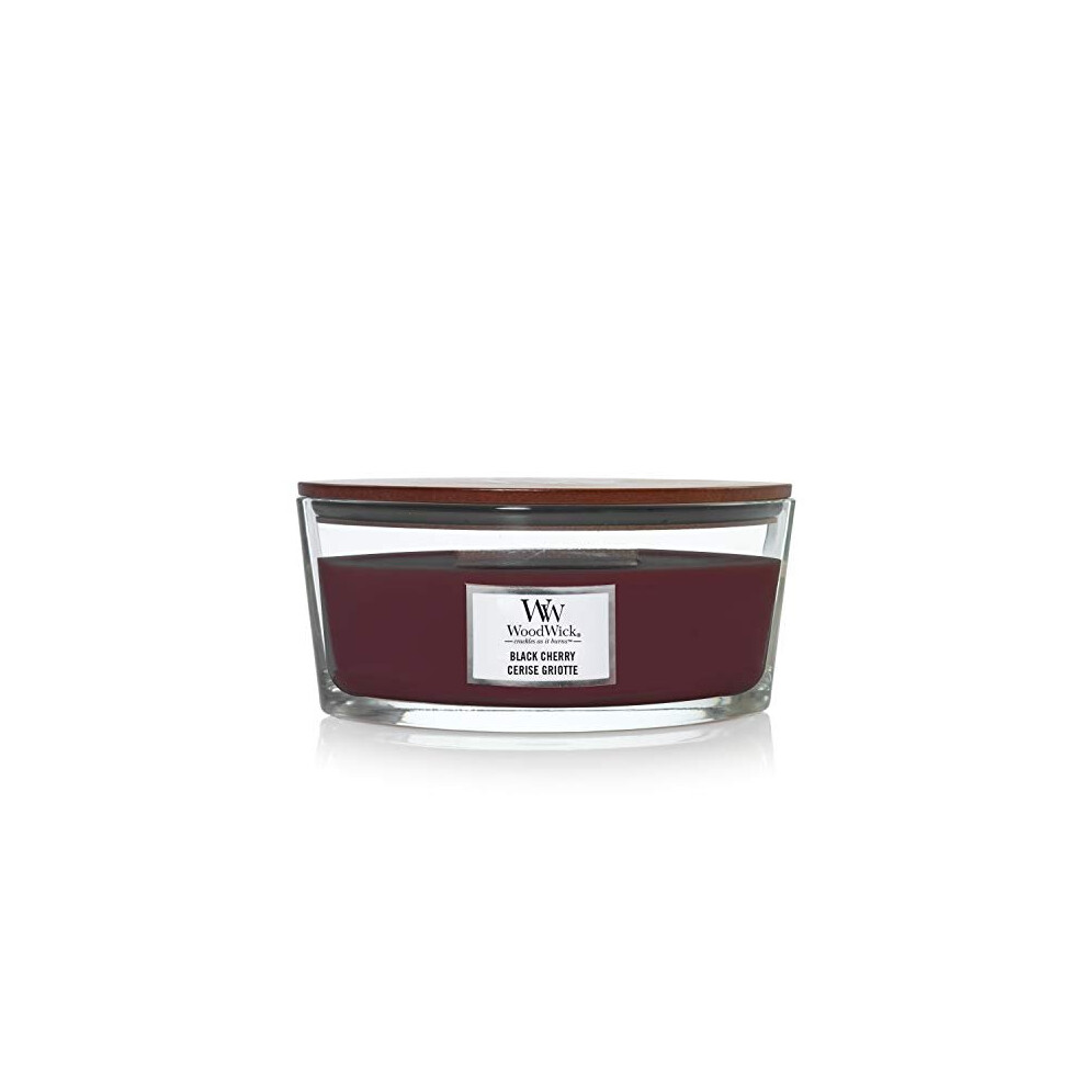 Woodwick Ellipse Scented Candle with Crackling Wick | Black Cherry | Up to 50 Hours Burn Time, Red