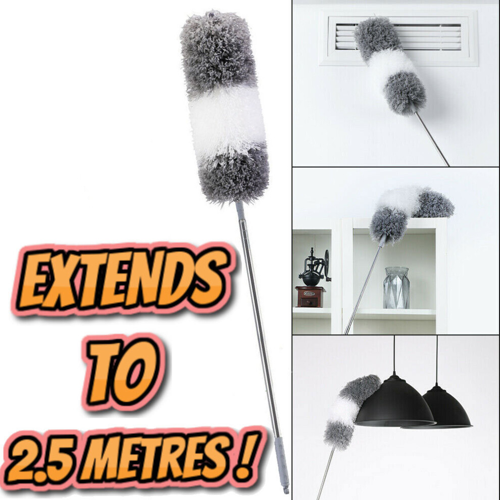 Extendable handle Feather Duster 250cm Long Telescopic Magic Static Duster Brush