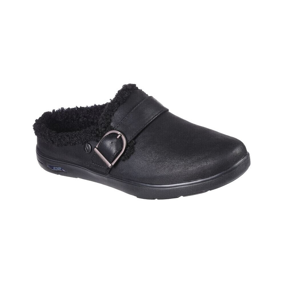 (UK 3, BLACK) Skechers GOlounge: Arch Fit Lounge - Laid Back Slippers