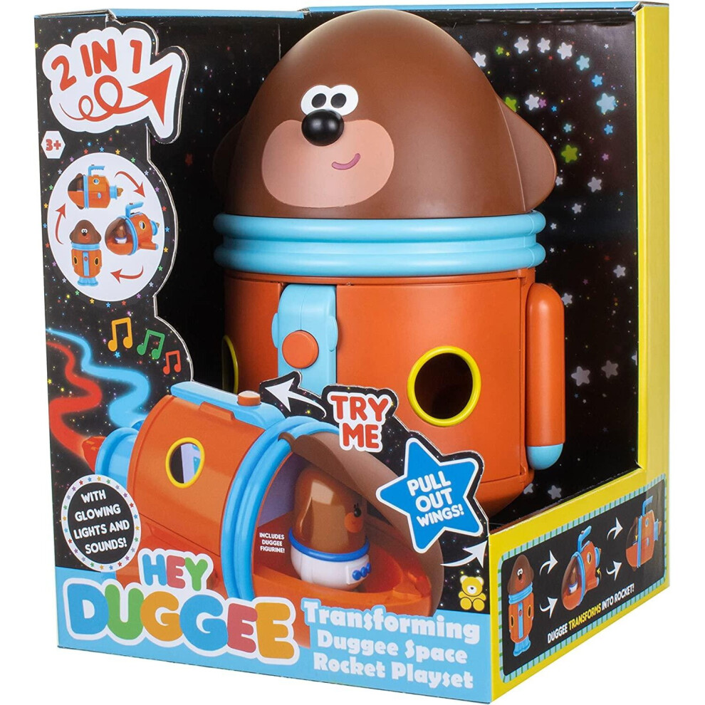 Hey Duggee Transforming Duggee Space Rocket Playset With Figures Lights & Sounds