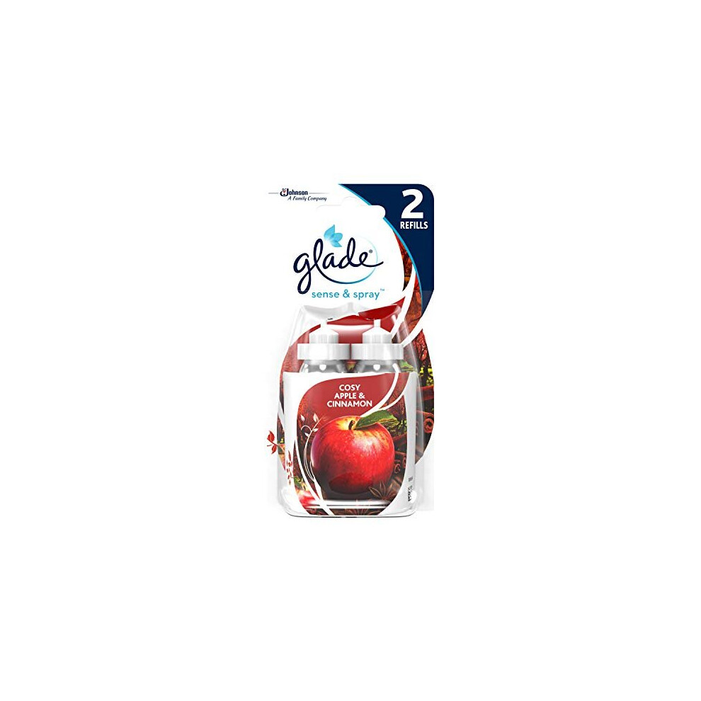 Glade Sense & Spray Air Freshener, Motion Activated Automatic Odour Eliminator for Home, 18 ml Refill, Apple & Cinnamon, 2 Refills